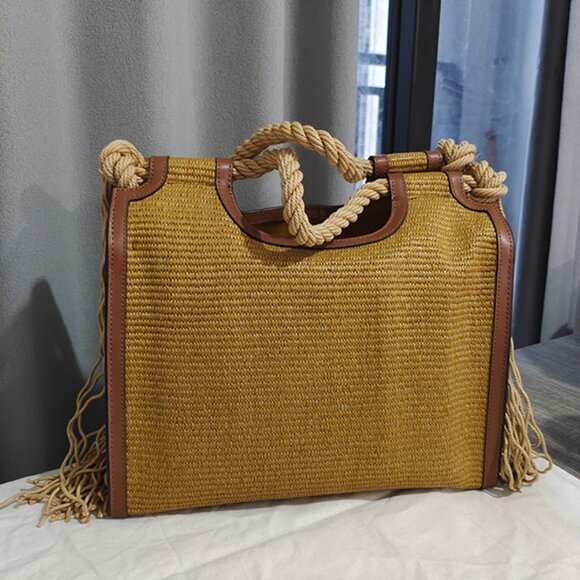 Marni Marcel Raffia-Effect Tote Bag - Picture 2 of 6